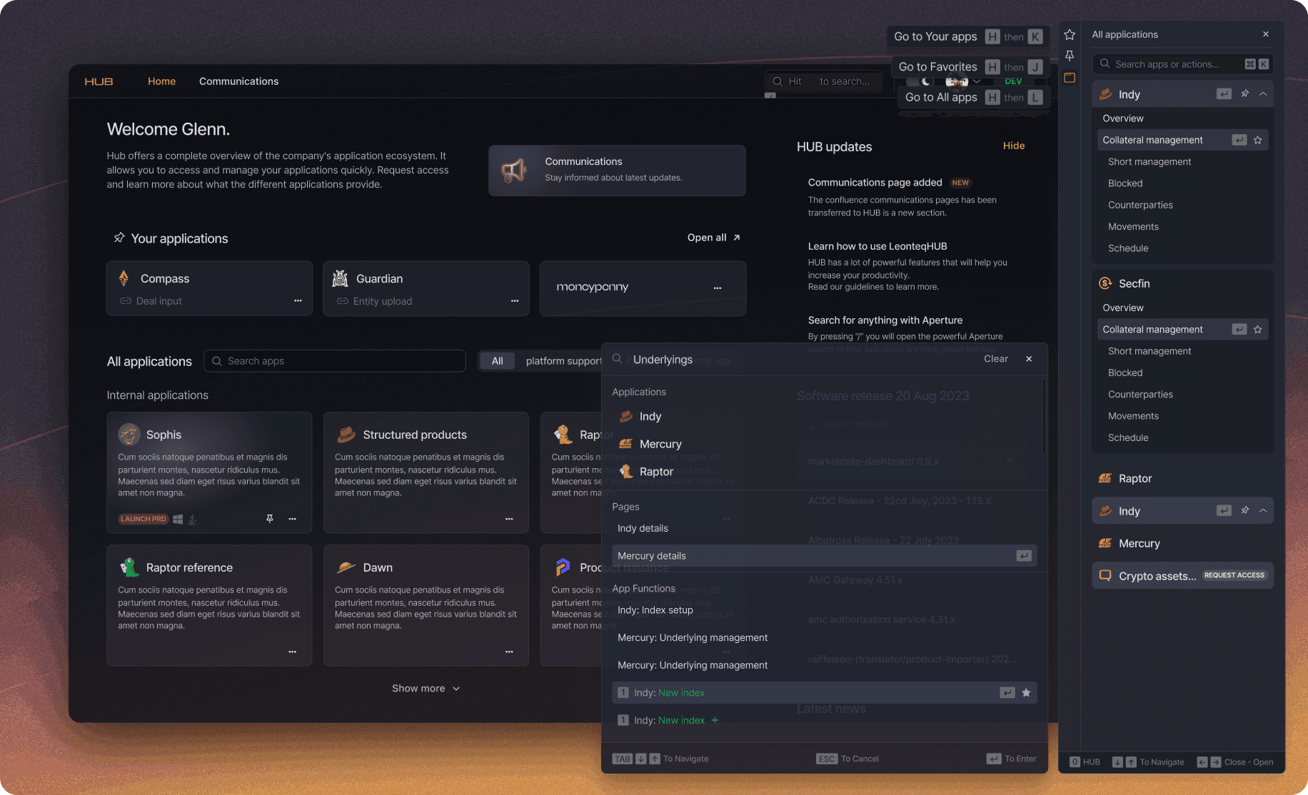 Leonteq HUB — Projektansicht