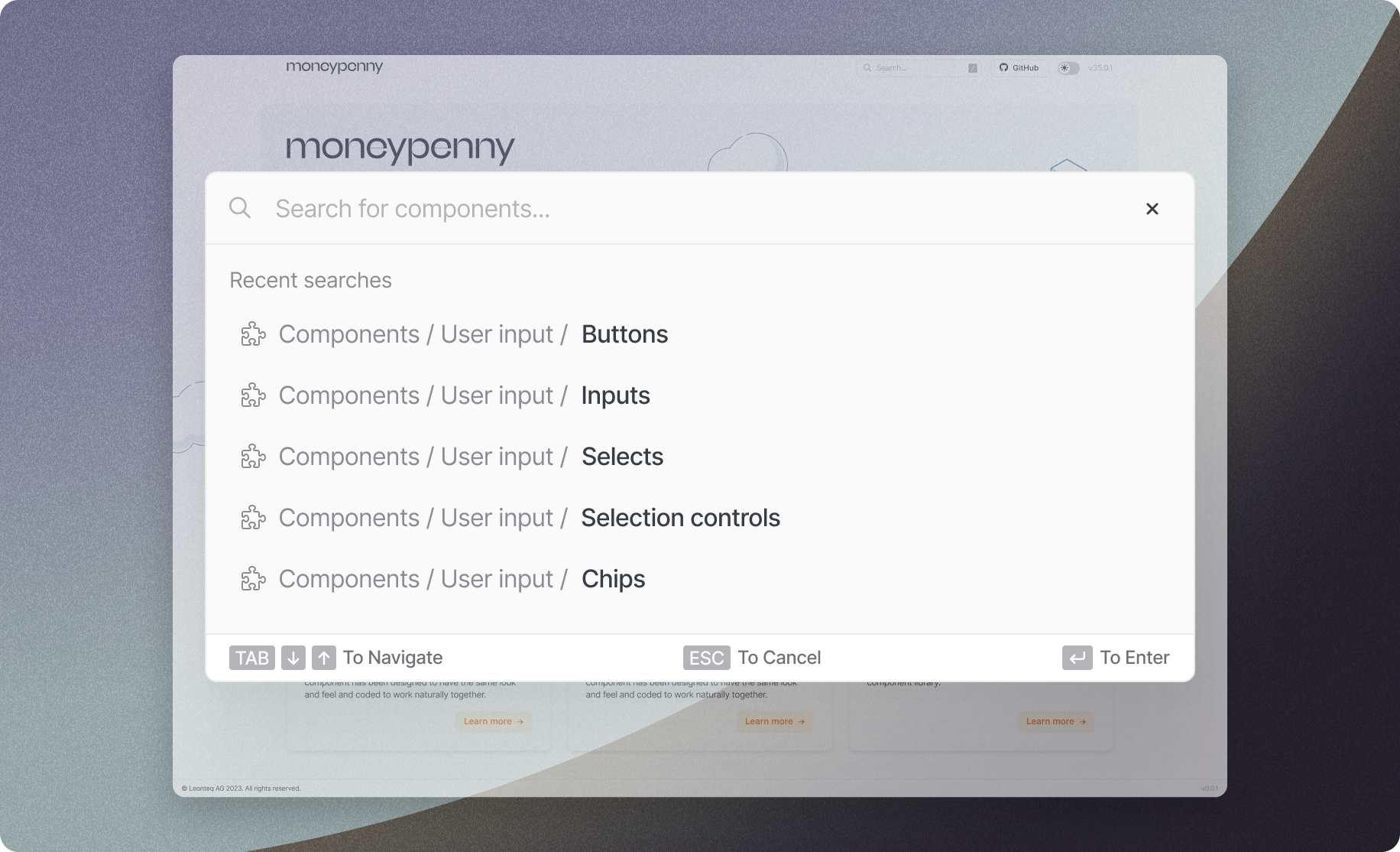 Moneypenny component search